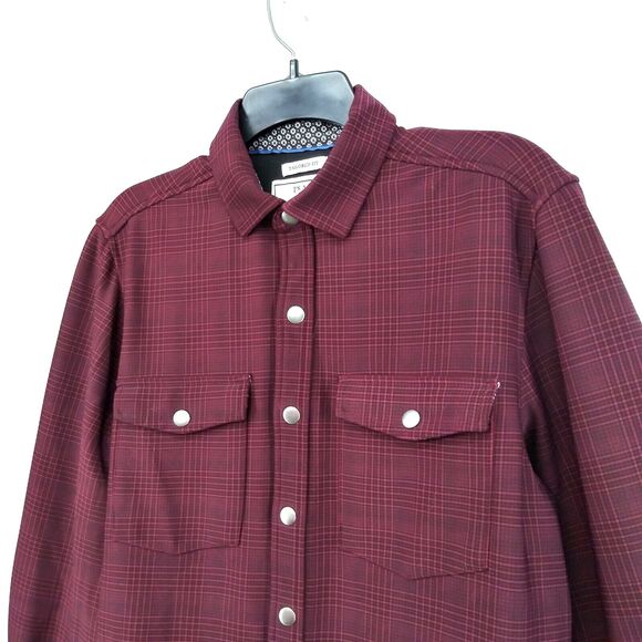 Jos. A. Bank Shirt/Jacket Mens Size M Red Plaid Snap Button Up Long Sleeve Heavy - Picture 2 of 6